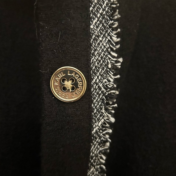 Karl Lagerfeld Black and Silver Blazer with Ornate Trim - Picture 2 of 3